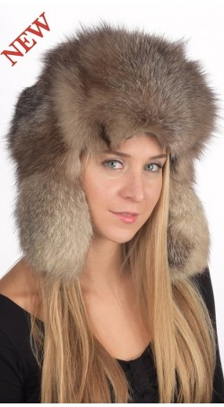 Crystal fox fur hat Russian style